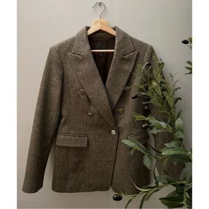 NWT Banana Republic Brown Double-Breasted Women's HERRINGBONE CAPTAIN'S BLAZER